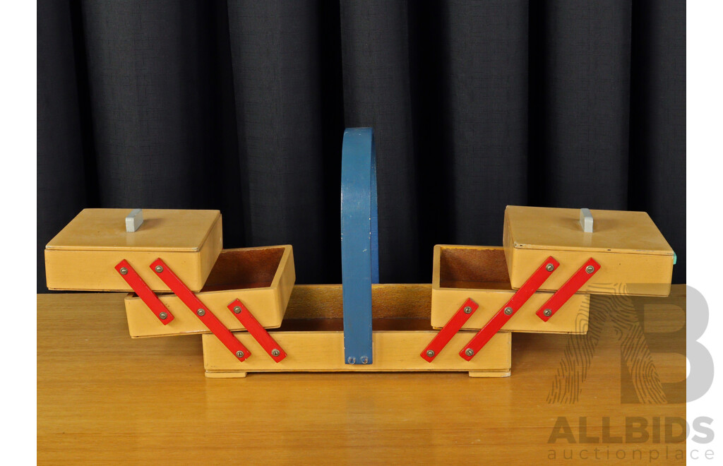 Vintage Painted Concertina Sewing Box