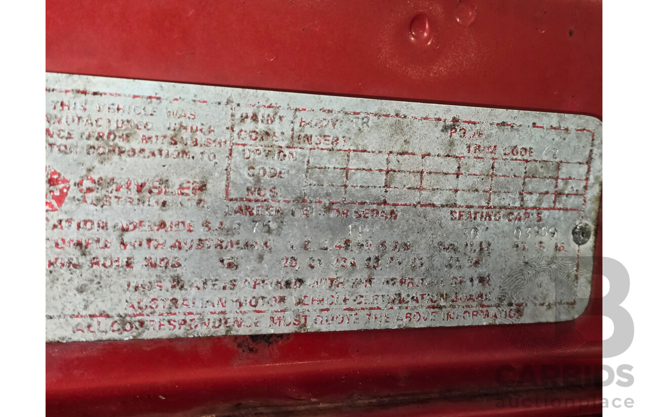 6/1975 Chrysler Valiant Lancer GL LA 1400 (A72) 4d Sedan Red 1.4L