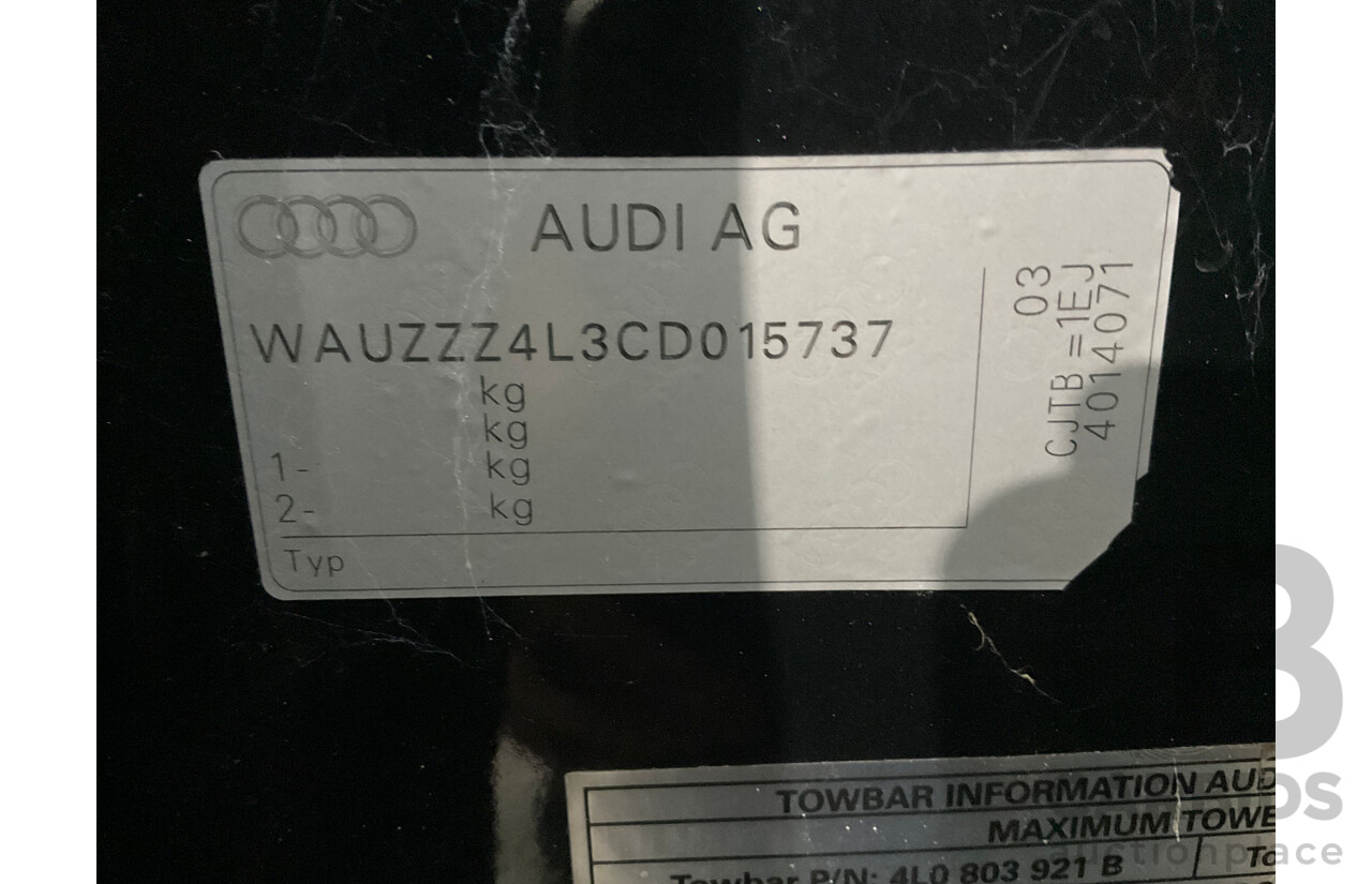 01/2012 Audi Q7 3.0 TFSI Quattro (AWD) MY12 4d Wagon Orca Black Metallic Supercharged V6 3.0L