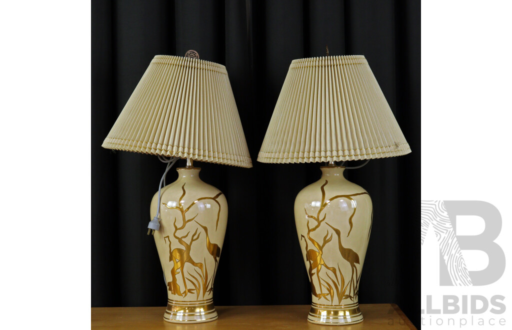 Pair of Glazed Ceramic Table Lamps