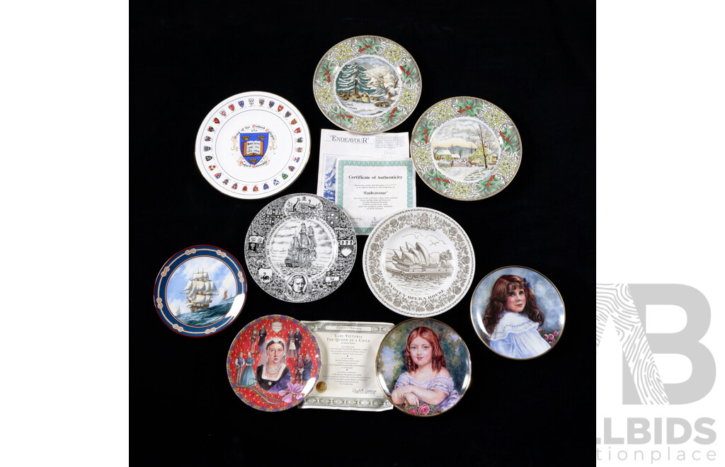 Collection Display Plates Including Two Woods & Sons Examples, Four Franklin Mint Examples and More