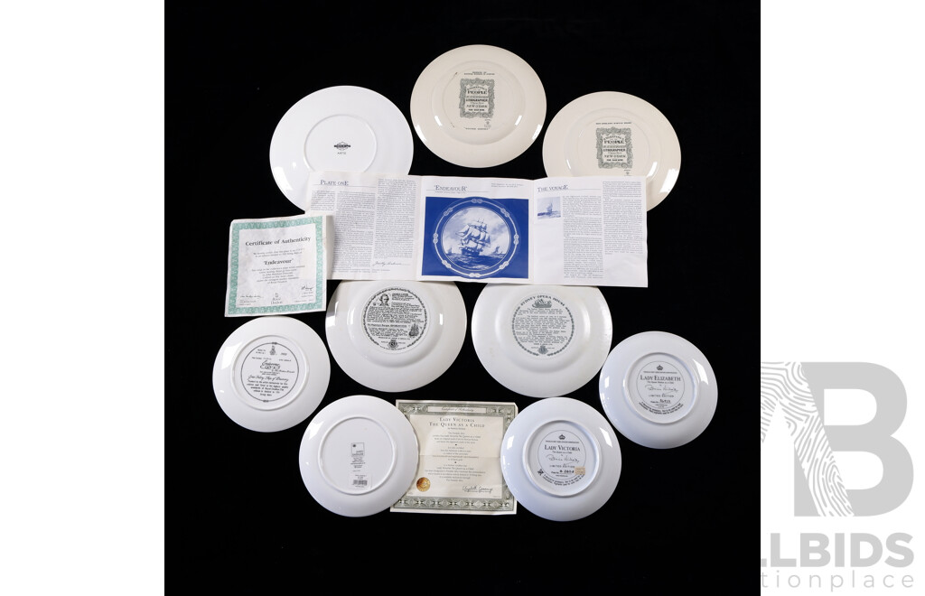 Collection Display Plates Including Two Woods & Sons Examples, Four Franklin Mint Examples and More