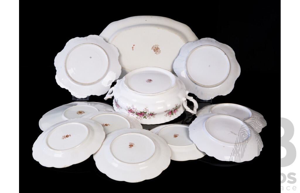 Collection Antique and Vintage Porcelain Including Five Clifton Examples, Royal Albert Tureen, John Edwards Platter, Two Hand Painted Display Plates and More