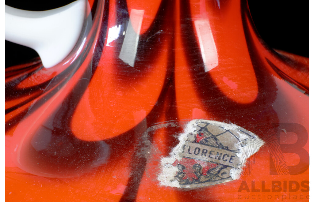 Mid Century Italian Carlo Moretti Florence Empoli Art Glass Pitcher with Original Label