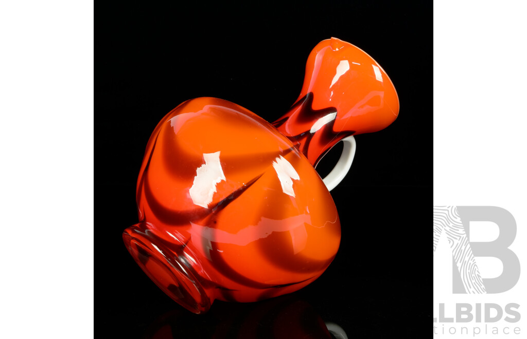 Mid Century Italian Carlo Moretti Florence Empoli Art Glass Pitcher with Original Label