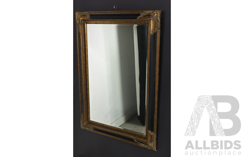 Black and Gilt Framed Mirror