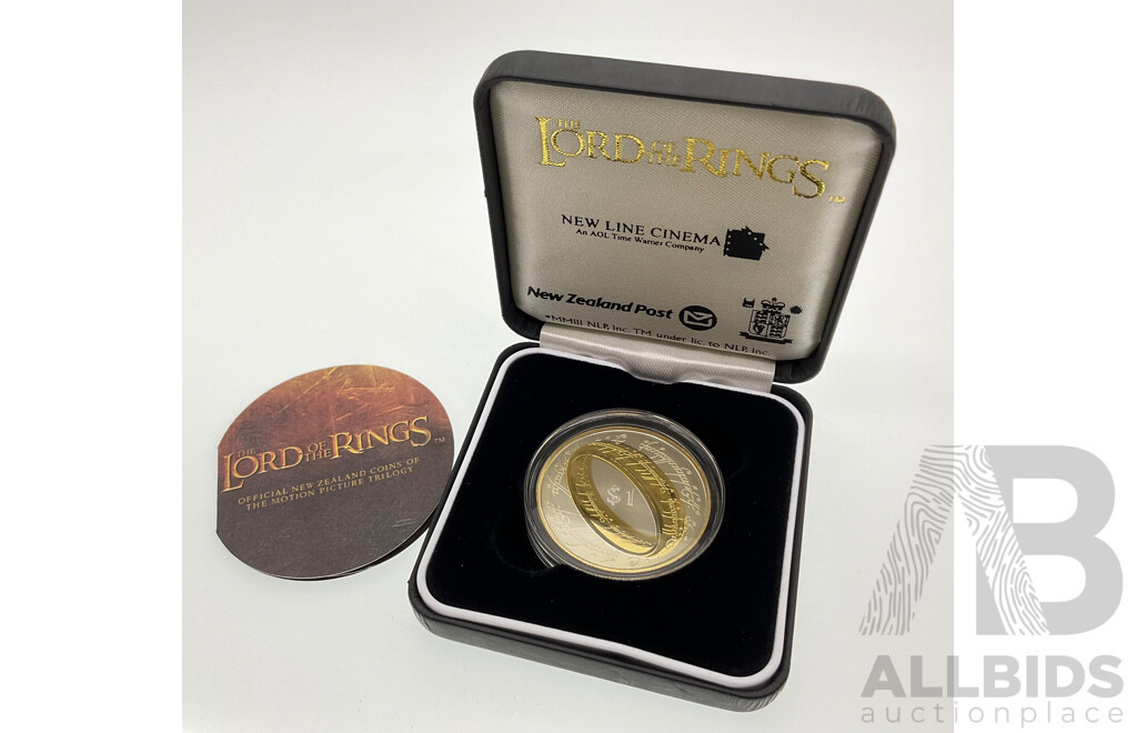New Zealand Royal Mint 2003 Silver Proof One Dollar Coin, Commemorative Lord of the Rings .925