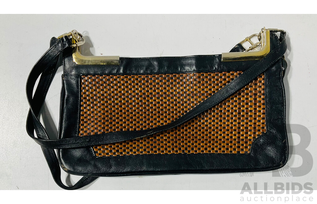 Pair of Handbags Including Snake Leather Example by Cape Cobra and Leather Handbag by Jade in London as Well as Beige Eel Skin Wallet