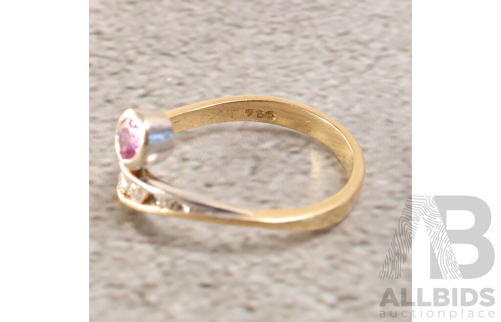 18ct Bespoke Handmade Pink & White Diamond Ring, Est TDW 0.42ct, Size P, 3.78 Grams