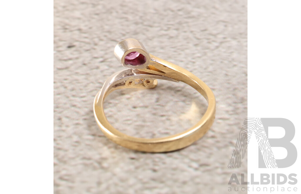 18ct Bespoke Handmade Pink & White Diamond Ring, Est TDW 0.42ct, Size P, 3.78 Grams