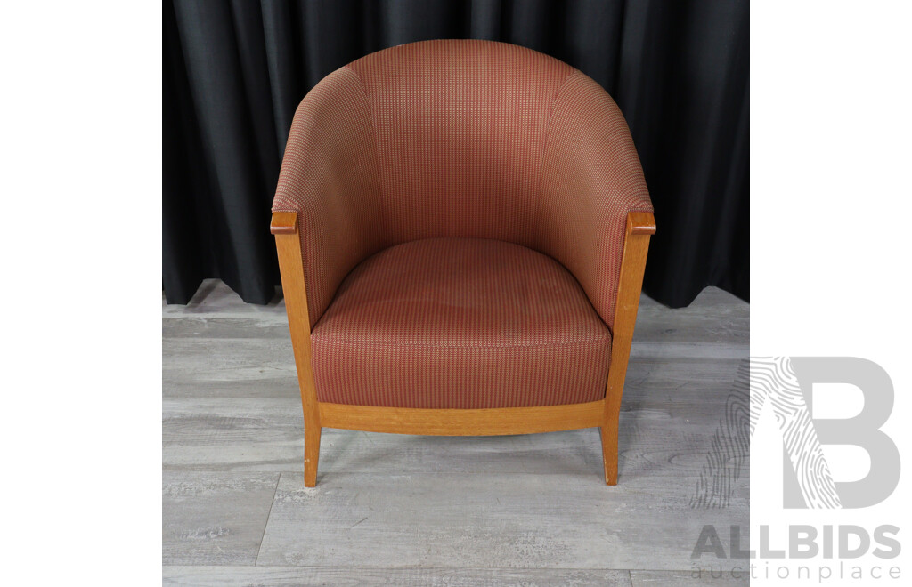 Pair of Ply Framed Tub Chairs with Upholstered Interior