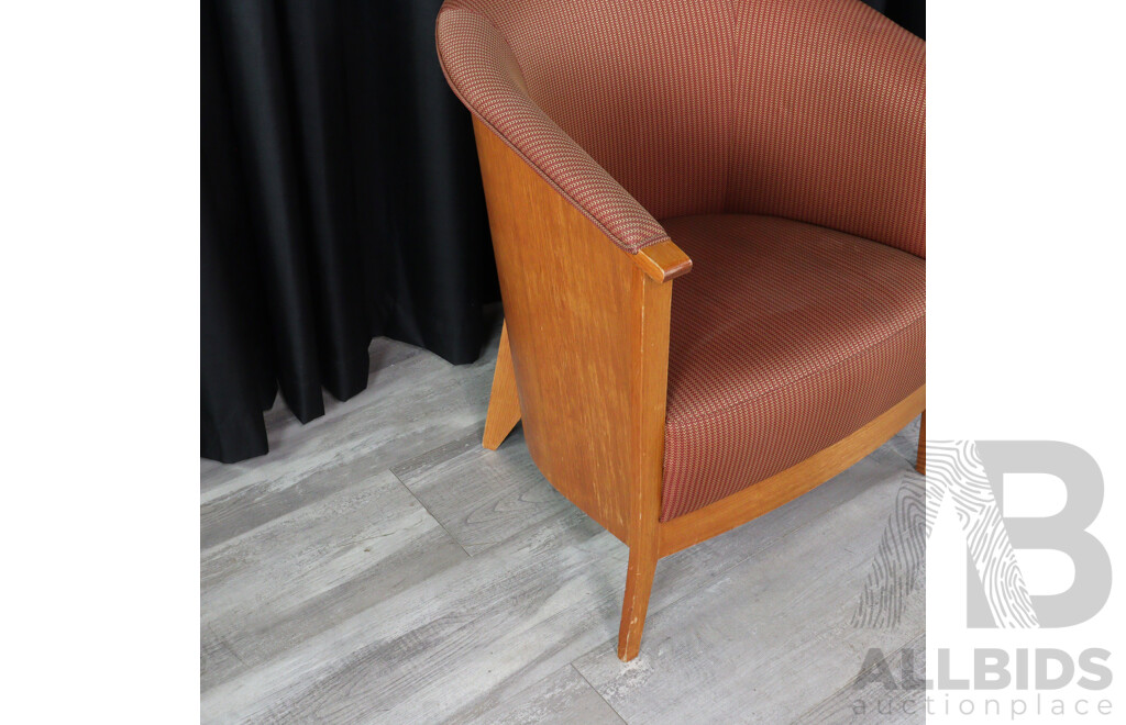 Pair of Ply Framed Tub Chairs with Upholstered Interior