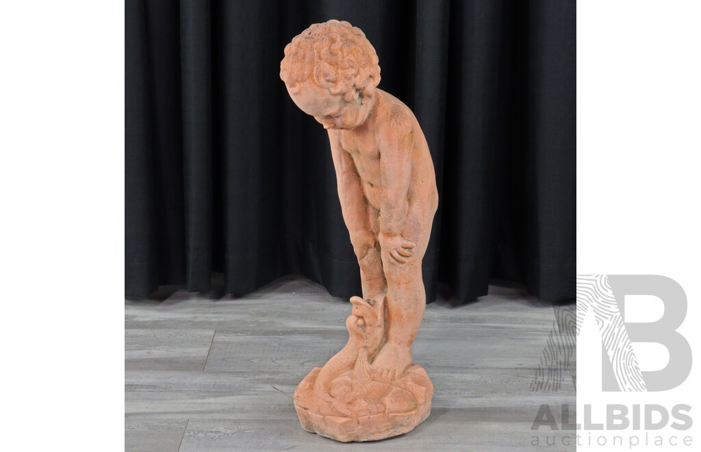 Terracotta Garden Statue of a Young Boy