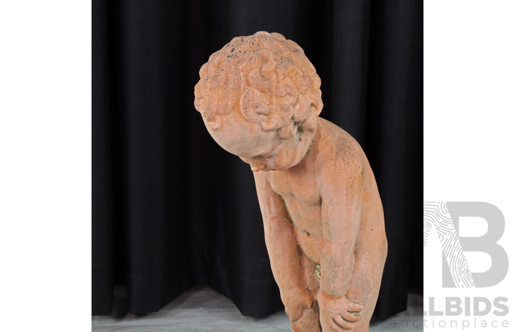 Terracotta Garden Statue of a Young Boy