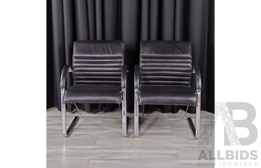 Pair of Chrome Based Reception Chairs