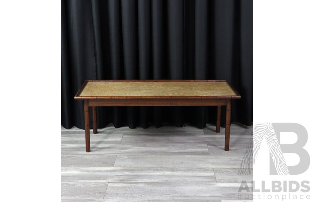 Vintage Faux Bamboo Coffee Table with Rattan Top