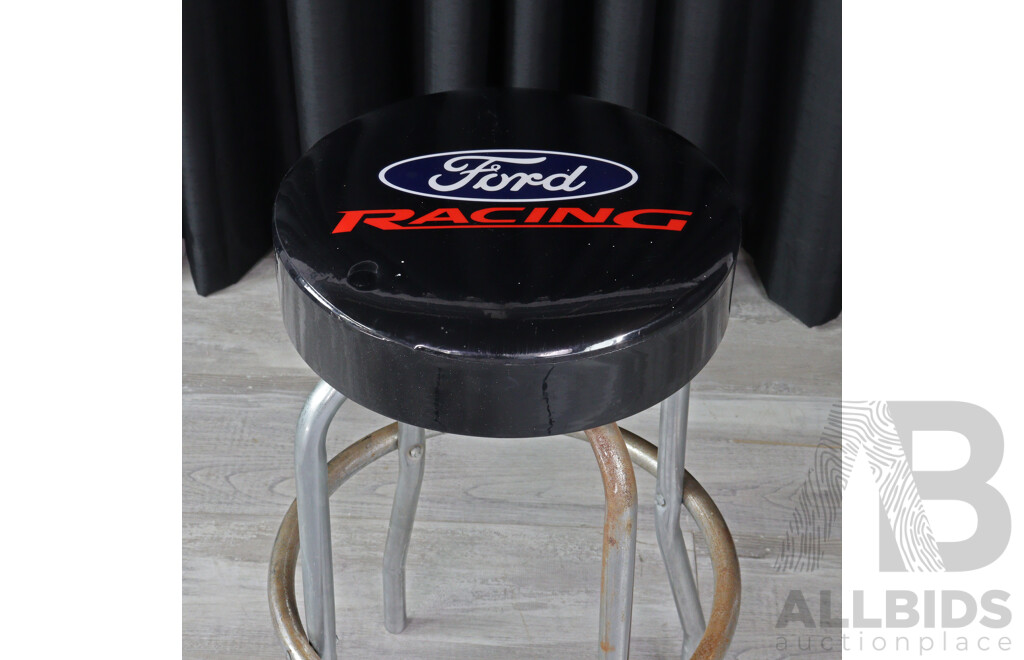 Chrome Based Bar Stool Marked Ford Racing