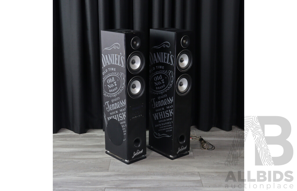 Pair of Floor Speakers Marked Jack Daniels