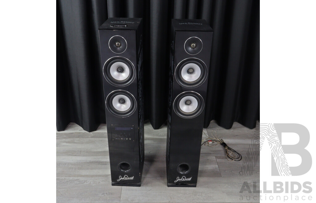 Pair of Floor Speakers Marked Jack Daniels