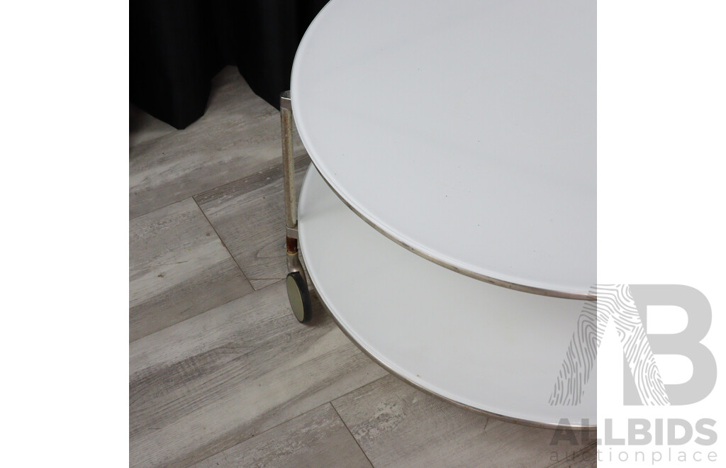 Round Chrome Base Coffee Table with Opaque Glass Top