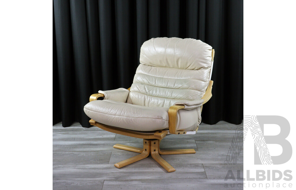 Tessa Swivel Armchair with Cream Leather Upholstery
