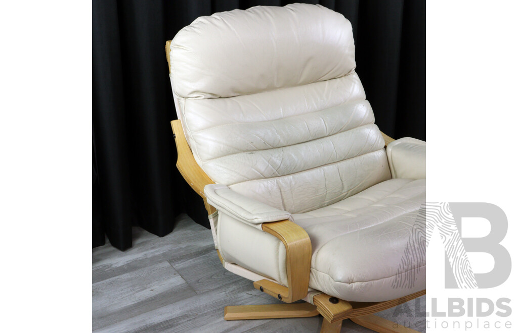 Tessa Swivel Armchair with Cream Leather Upholstery