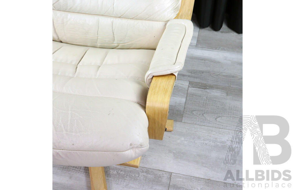 Tessa Swivel Armchair with Cream Leather Upholstery