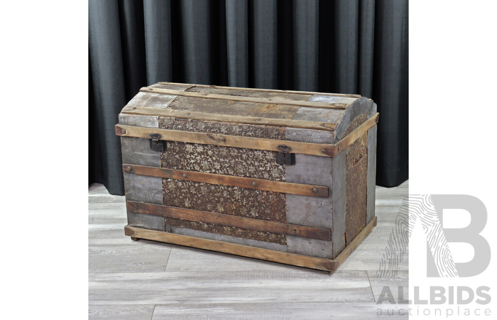 Vintage Dome Top Shipping Trunk
