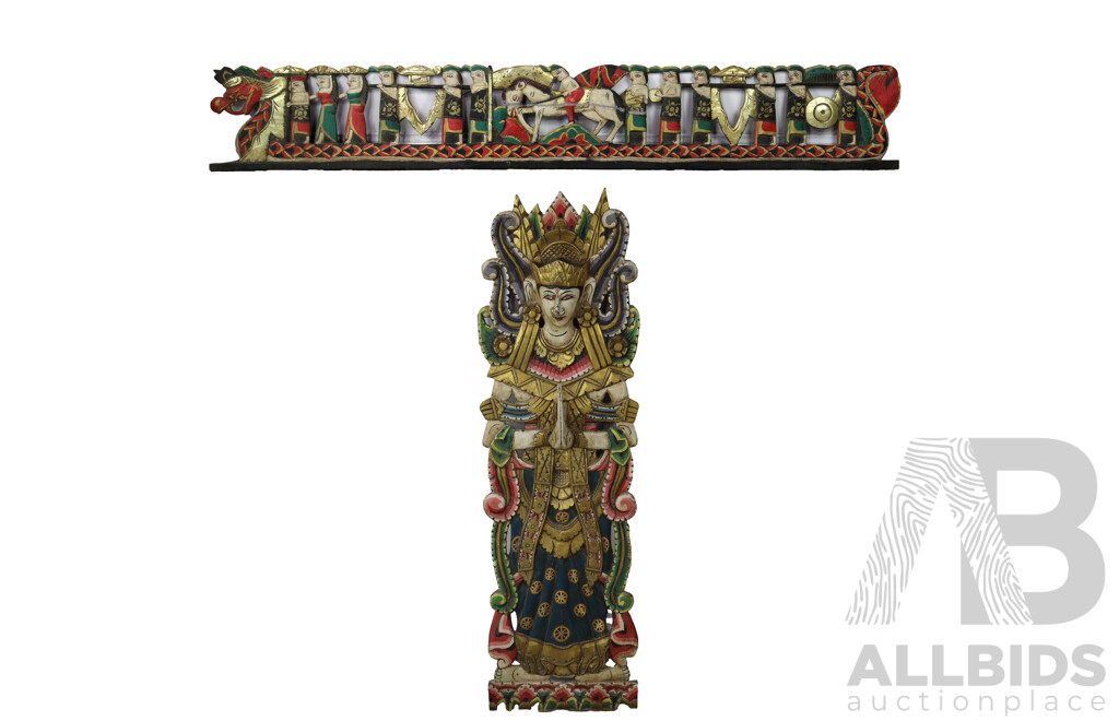 Pair of Carved Indonesian Story Boards