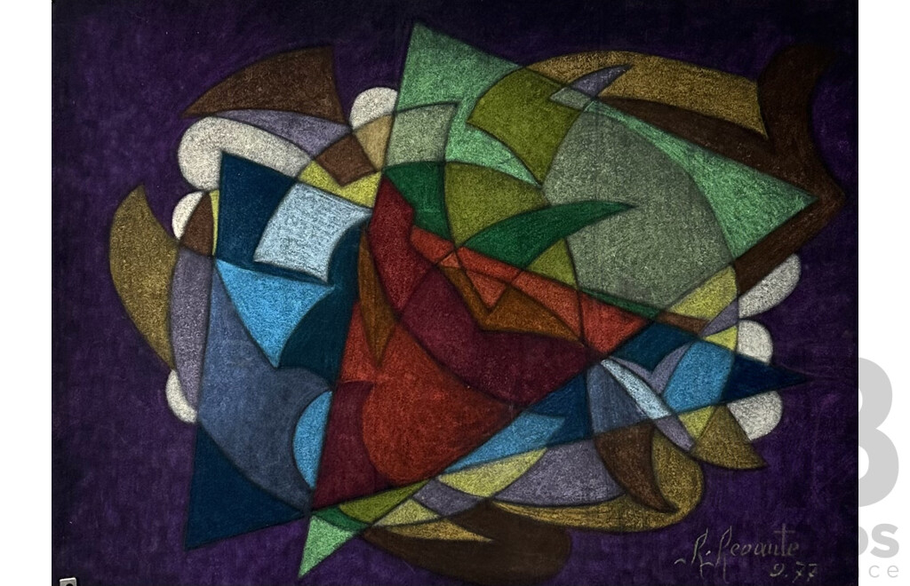 R. Revante, (20th Century), Trio of Abstracts (1977, 1978, 1981), Coloured Crayons on Black Felt Cardboard, 65 x 50 cm (unframed) (3)