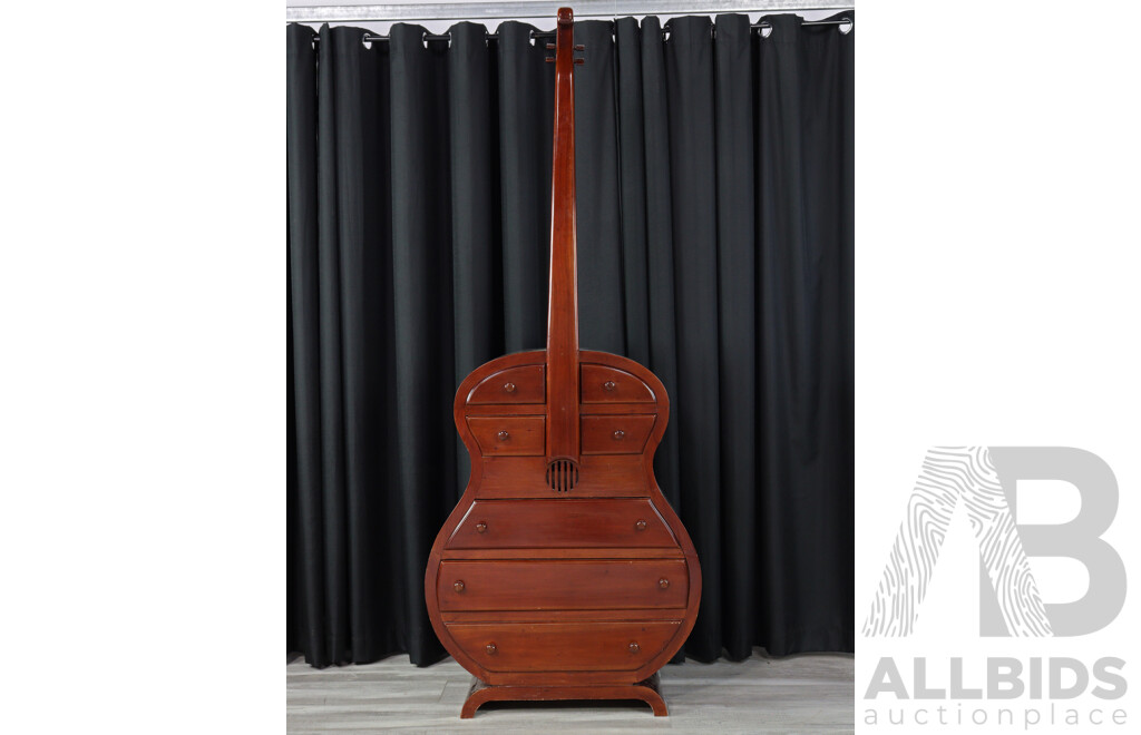 Tropical Hardwood Cello Form Chest of Drawers