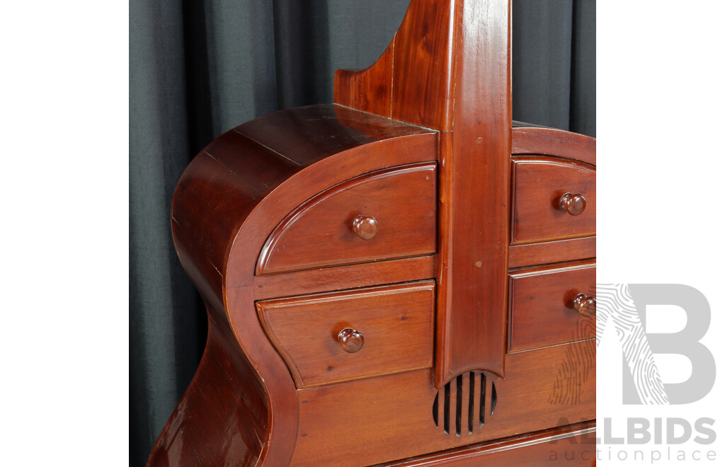 Tropical Hardwood Cello Form Chest of Drawers
