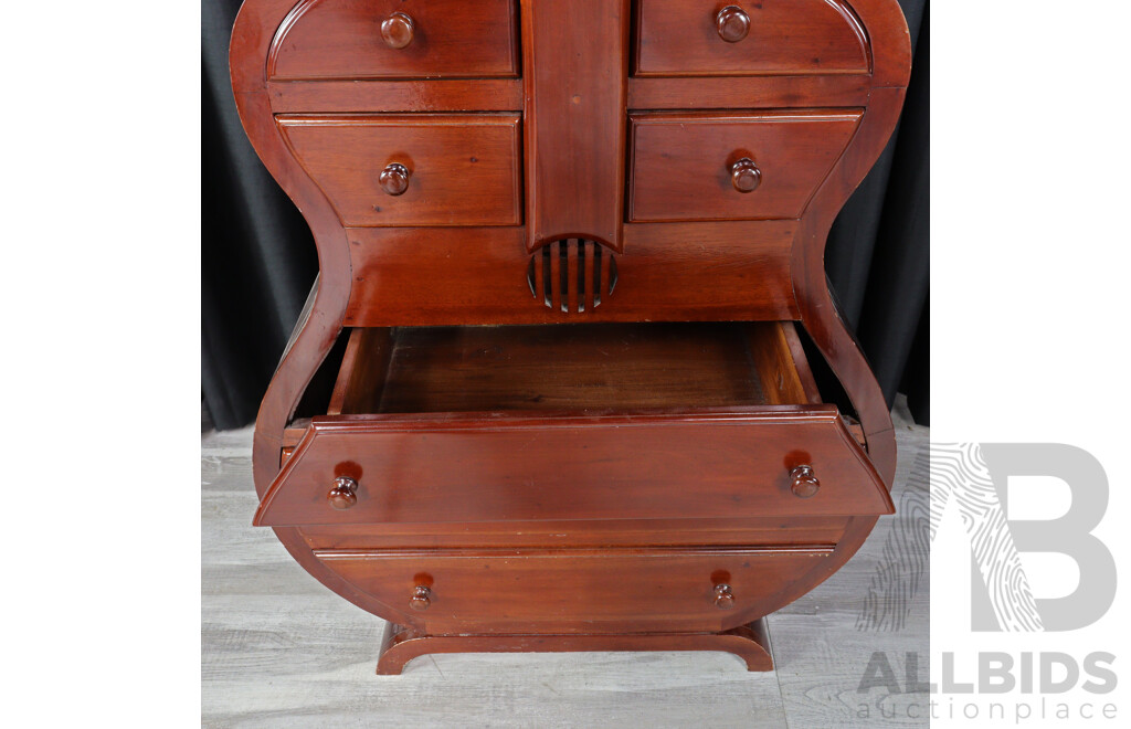 Tropical Hardwood Cello Form Chest of Drawers
