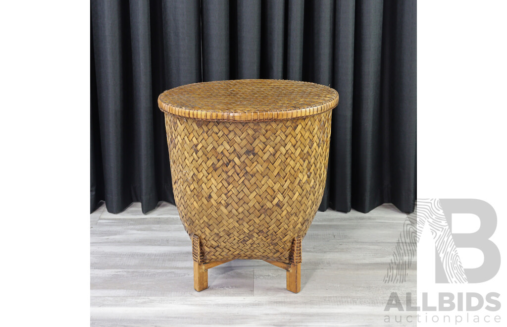 Large Lidded Finely Woven Basket
