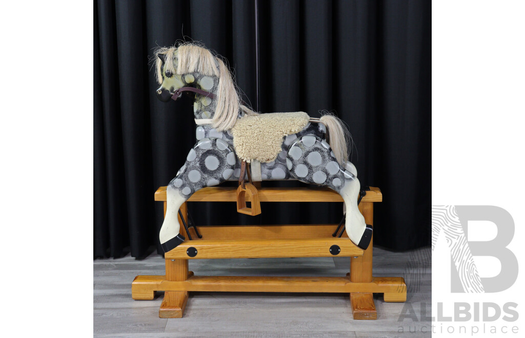 Painted Timber Rocking Horse with Mane and Tail