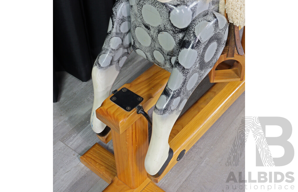 Painted Timber Rocking Horse with Mane and Tail