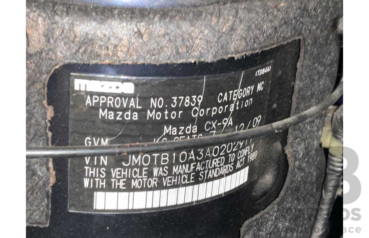 12/2009 Mazda Cx-9 Luxury 09 Upgrade 4d Wagon Stormy Blue Mica V6 3.7L