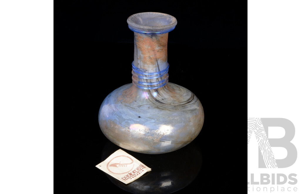 Hand Blown Venetian Murano Ancient Roman Style Glass Flagon by Paolorossi Master Vetraio
