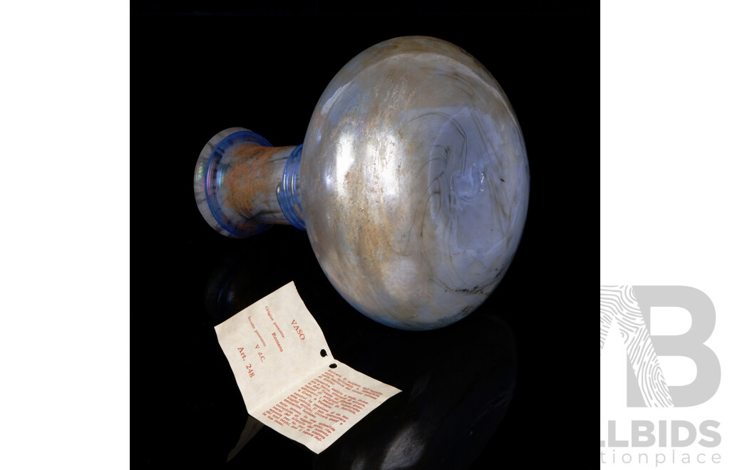 Hand Blown Venetian Murano Ancient Roman Style Glass Flagon by Paolorossi Master Vetraio