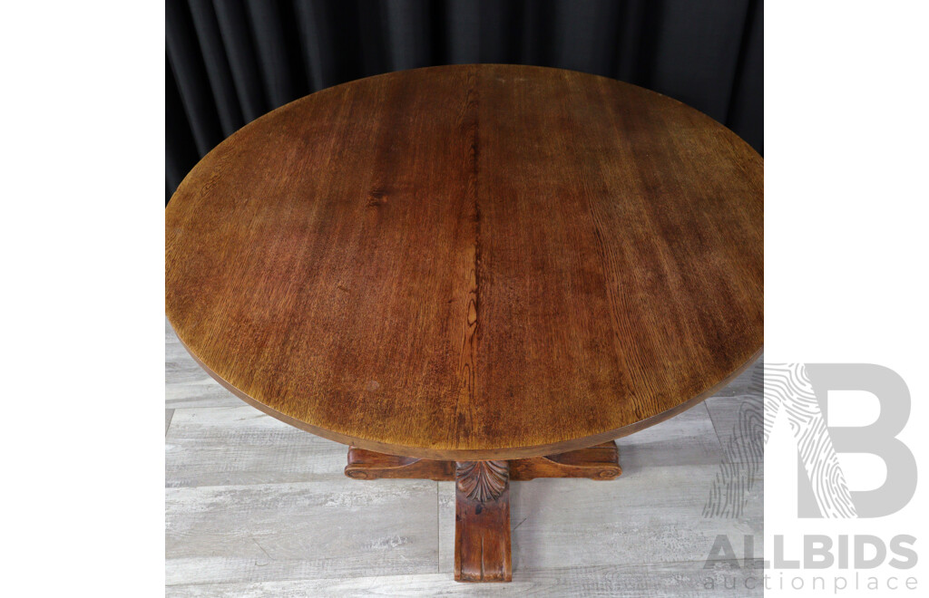 Oak Single Pedestal Occasional Table