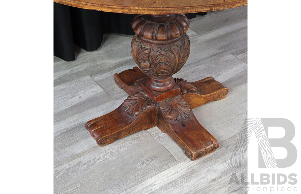 Oak Single Pedestal Occasional Table