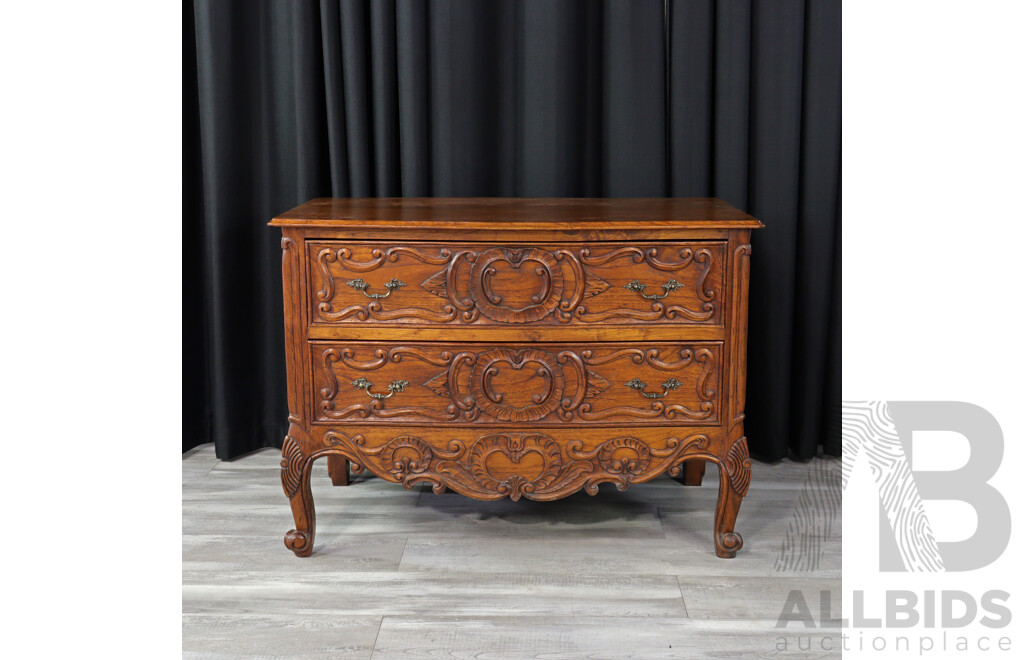 Carved Oak Two Drawer Chest
