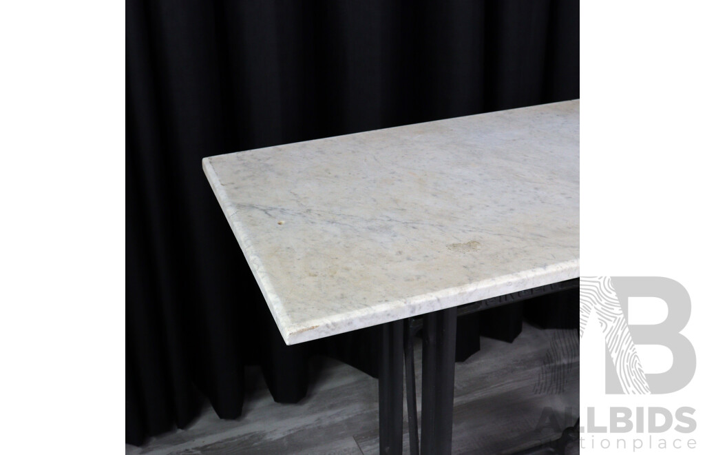 Marble Top Garden Table with Singer Treadle Base
