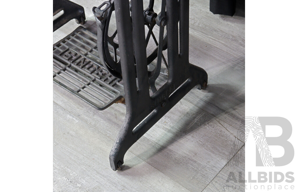 Marble Top Garden Table with Singer Treadle Base