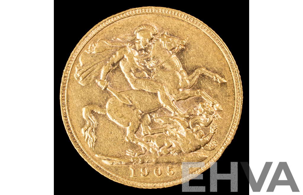 Australian 1905 KEVII Gold Sovereign .917