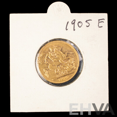 Australian 1905 KEVII Gold Sovereign .917