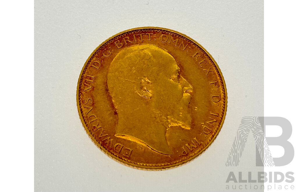 Australian 1909 KEVII Gold Half Sovereign, Melbourne Mint .917