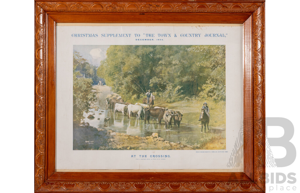 Artist Unknown, (c1904), at the Crossing, Antique Reproduction Copy of Original Photograph, Published for The Town & Country Journal, Christmas Supplement, December, 1904, 52 x 61 cm (frame)