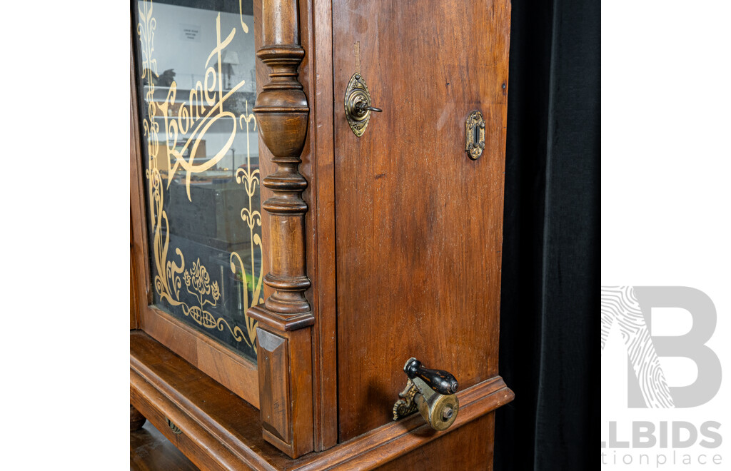 Turn of the Century Komet Upright Arcade Polyphone in Walnut Case on Later Stand with 44 Various 45cm Kalliope Discs