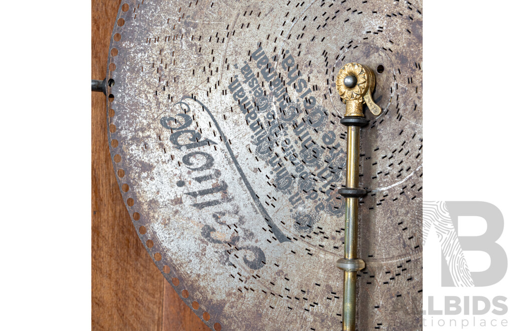 Turn of the Century Komet Upright Arcade Polyphone in Walnut Case on Later Stand with 44 Various 45cm Kalliope Discs